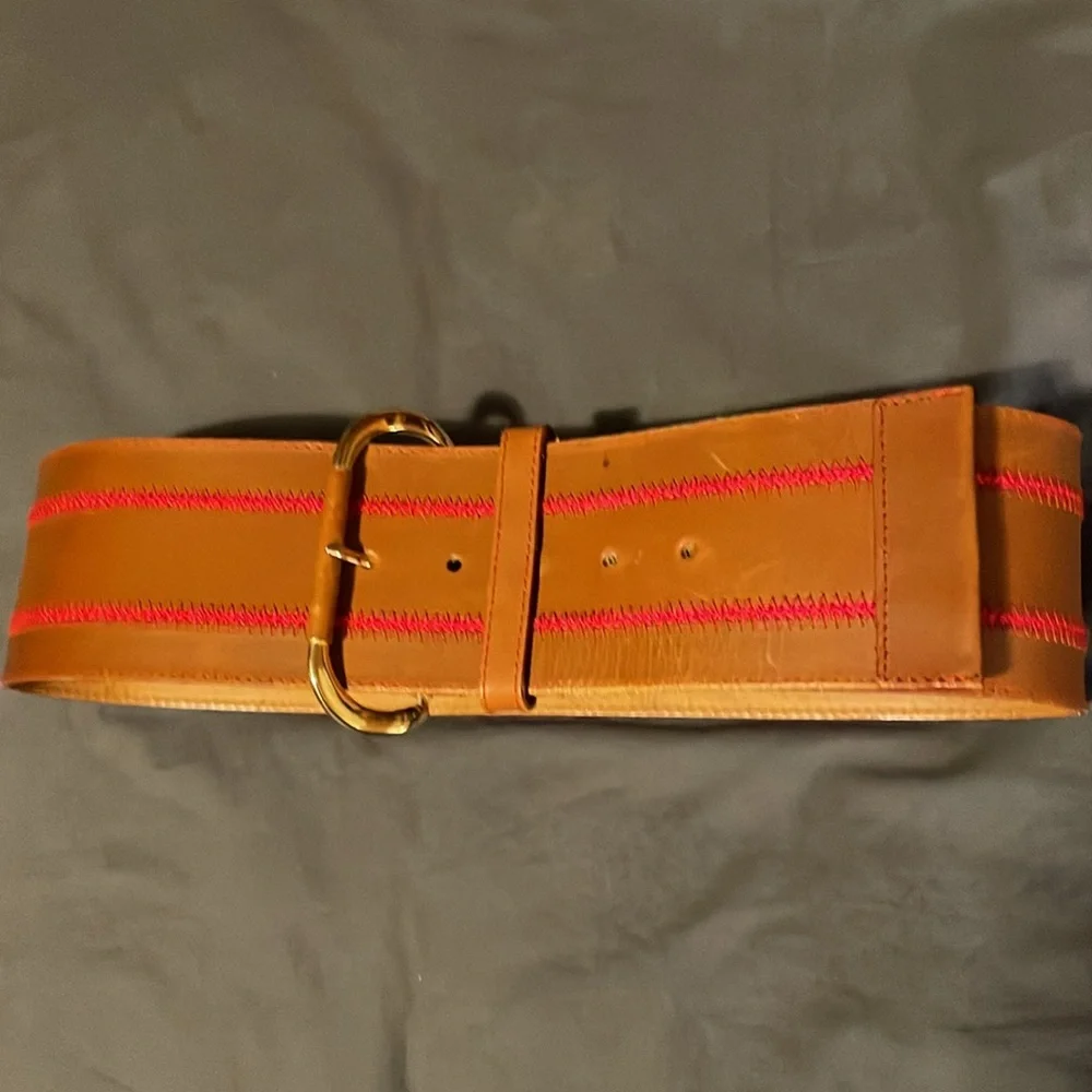 Christian Dior Brown with Red Stitching Belt - Picture 2 of 8
